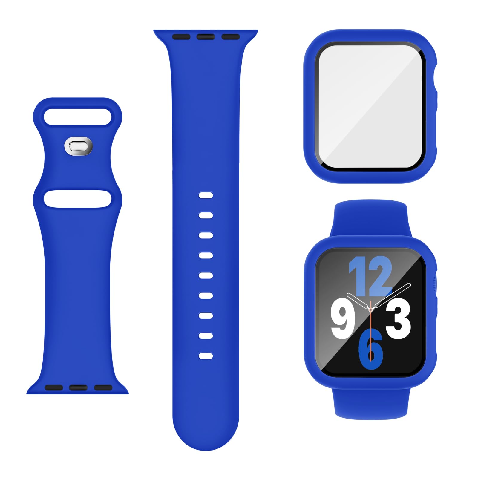 Adorique 3-in-1 Compatible for Apple Watch Band 40mm 41mm 42mm 44mm 45mm 46mm, Soft Silicone Sport Strap for iWatch Series SE 10 9 8 7 6 5 4 3