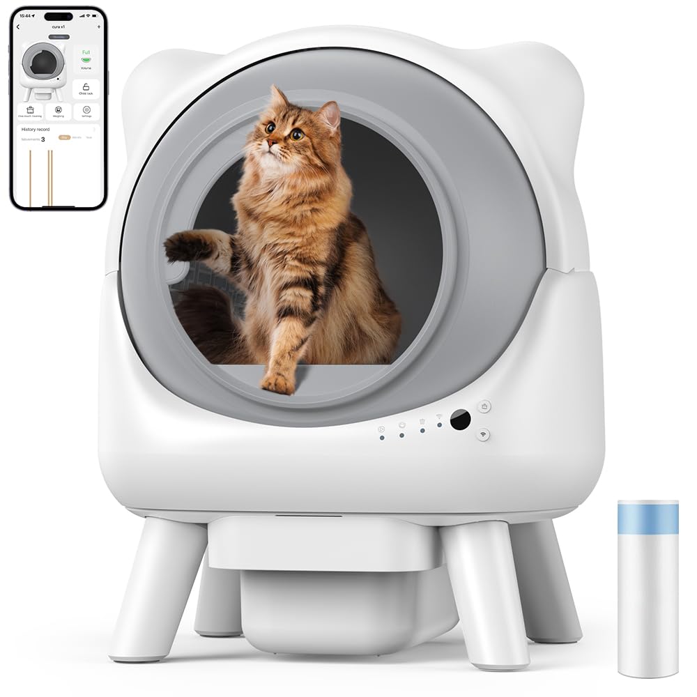Redkey X1 Selbstreinigende Katzentoilette, 95L Elektrische Automatische Katzentoilette, Geruchsbeseitigung, App-Steuerung, Große Fassungsvermögen, für alle Streuarten, Ideal für Mehrere Katzen (Weiß)
