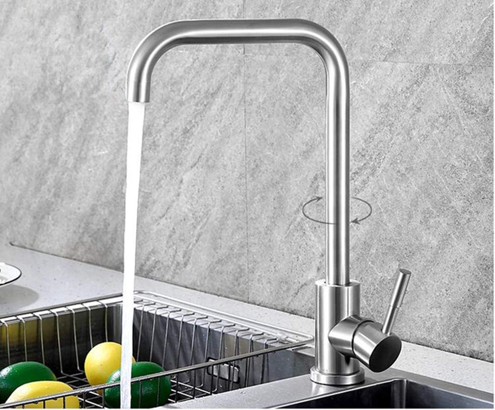 ZYCHSJXA Kitchen Faucet Brass Brushed Nickel Single Lever Hot and Cold Mixer Sink Tap,Brushed B