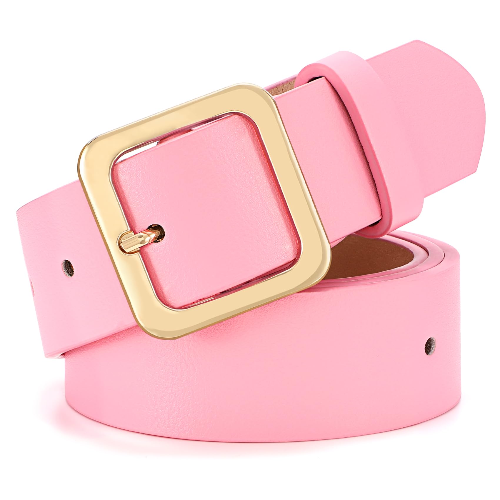 XZQTIVE Women’s Leather Belts for Jeans Pants Dresses Fashion Ladies Black Belt with Square Buckle