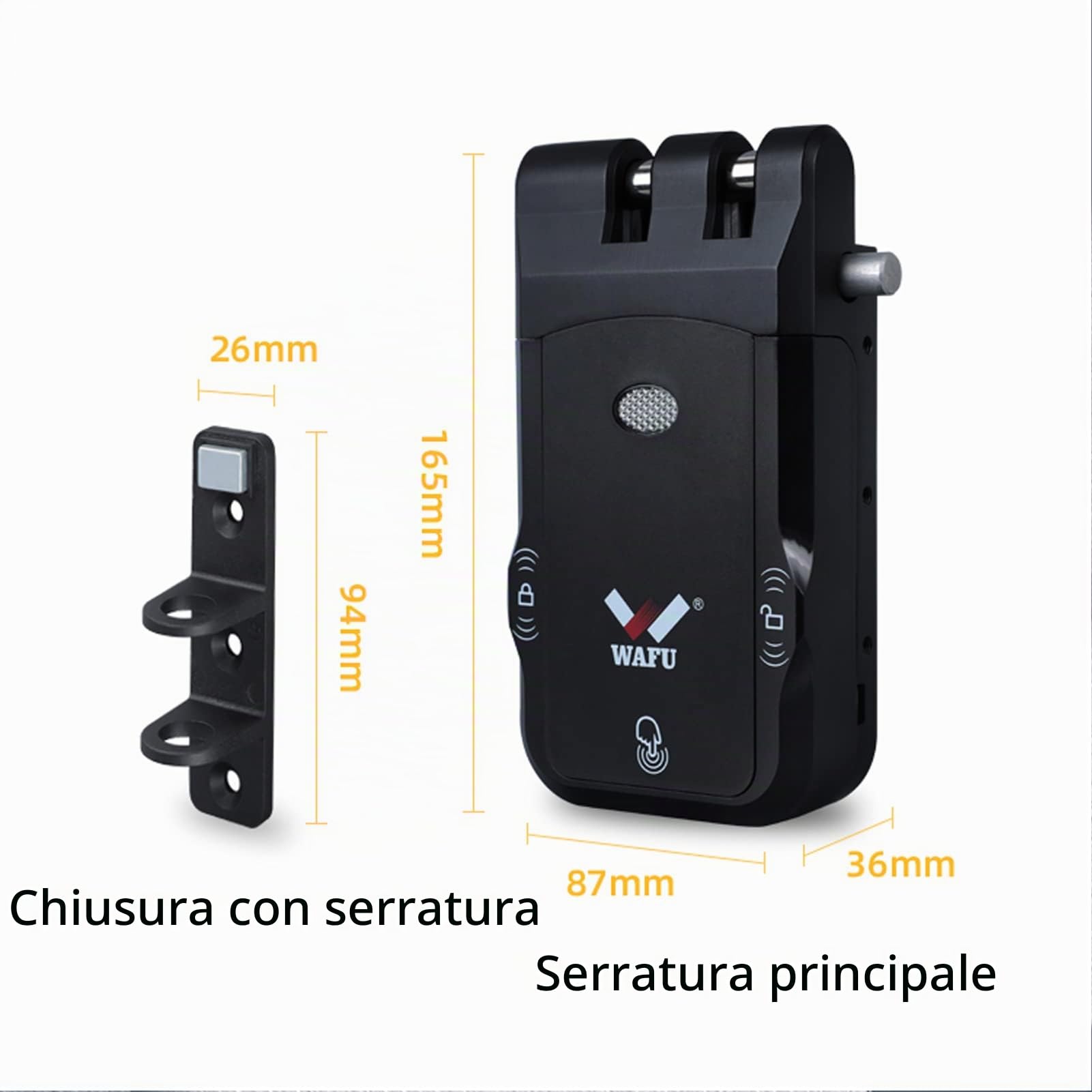 Serratura per porta intelligente, serratura elettronica senza chiave invisibile senza fili, con 2 chiavi del regolatore a distanza, design touch interno, nessun foro di blocco