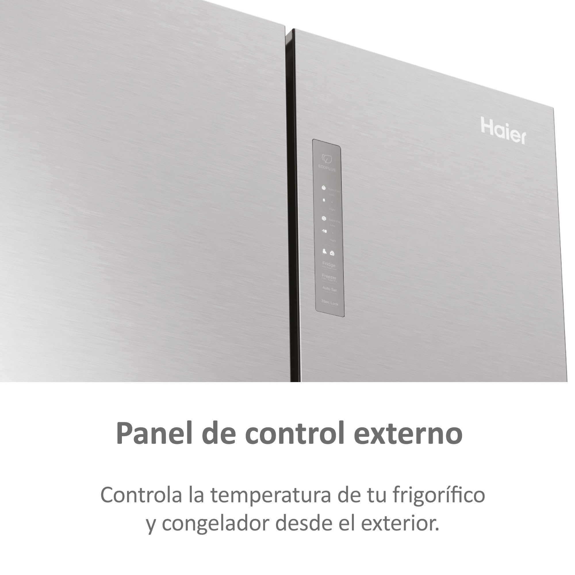 Haier Cube 83 Series 3 HCR3818ENMM - Frigorífico 4 Puertas, Display LED, Función Cooling y Freezing, 467L, Tiradores Integrados, Total No Frost, Ancho 83cm, Motor Inverter, Luz LED, Inox
