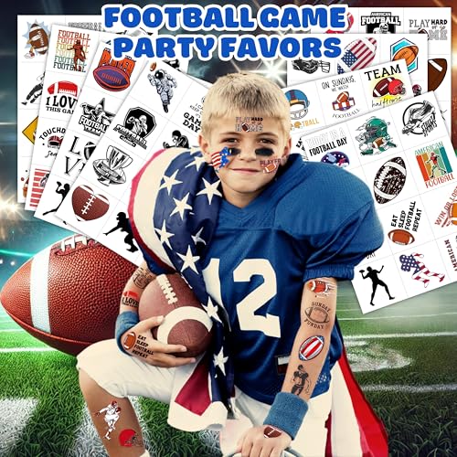 96PCS Football Pre-Cut Temporary Tattoos - Party Favors for Kids, Boys & Girls - American Football Theme, Perfect for Birthday Parties, Classroom Prizes, Cheerleader Gifts & School Events Gift - Image 3