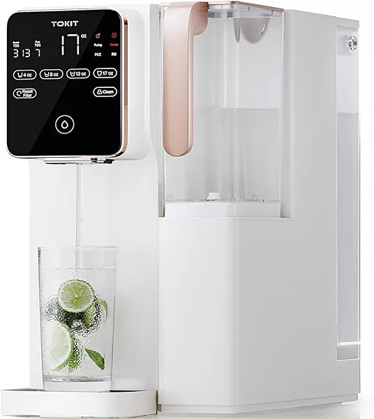 TOKIT T1 Reverse Osmosis Water Filter Countertop, NSF/ANSI 58, RO Whole House Water Filter System with Alkaline Remineralization Filter and Instant Heating Tech, No Installation