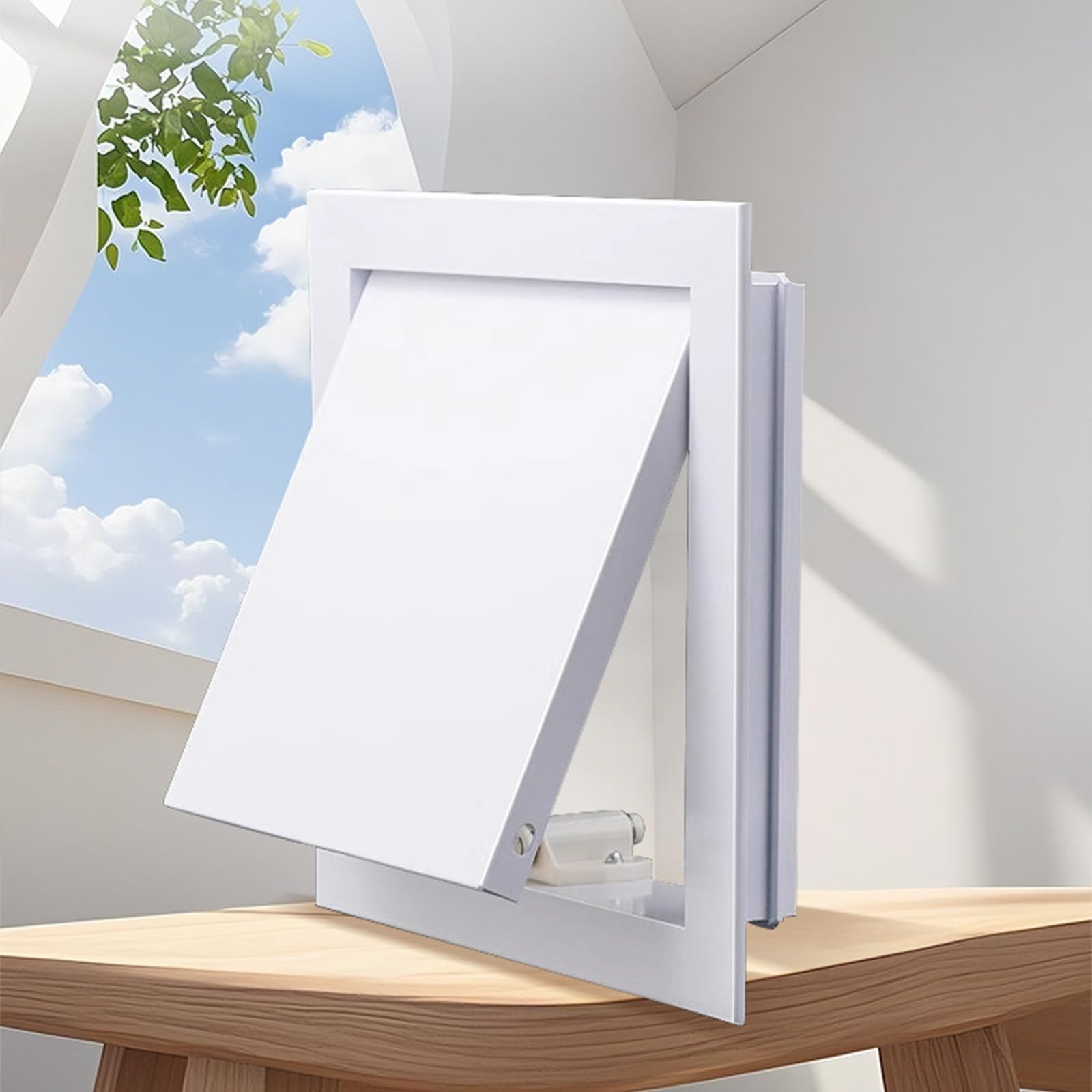 Qhknuyoax White Inspection Hatch Revision Door, Aluminum Magnetic Lock Access Panel Multiple Sizes For Drywall Ceiling Plumbing(6X6in(15X15cm))