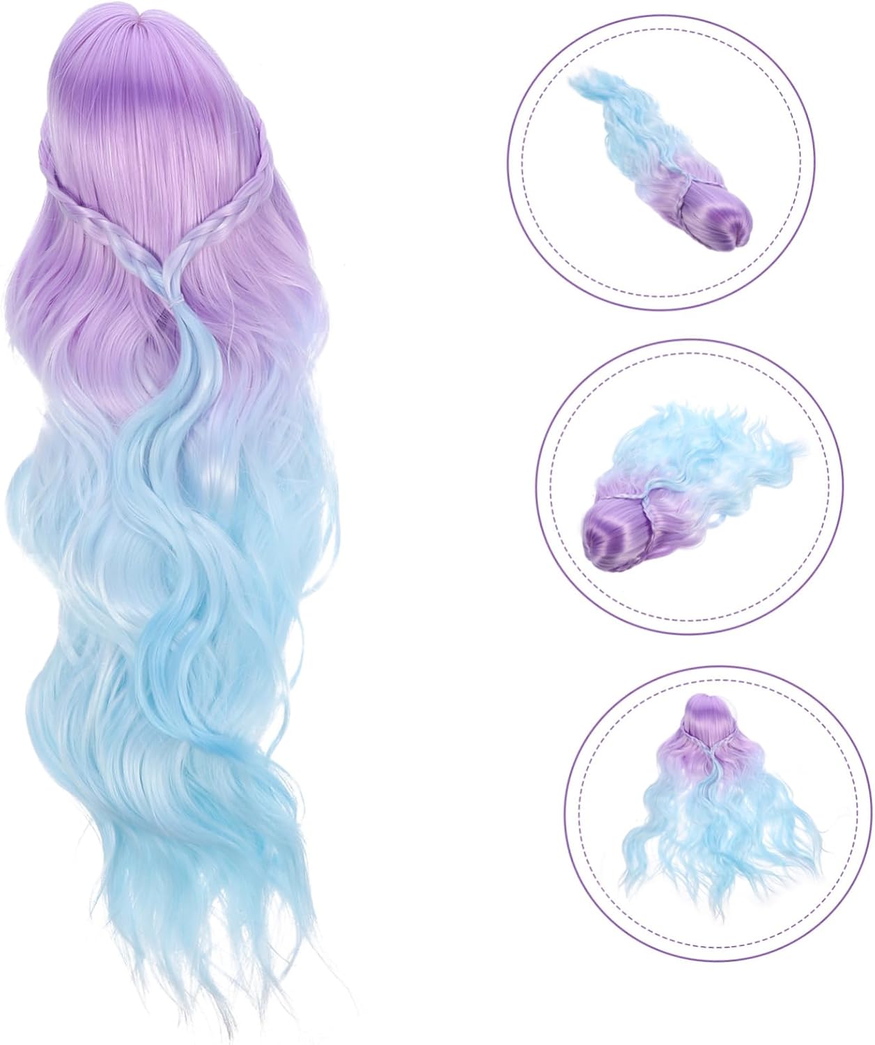 VILLCASE 2pcs Doll Wig Synthetic Fiber Gradient Hairpiece for Doll High-Temperature Material Soft and Skin-Friendly for Customizing Your Look
