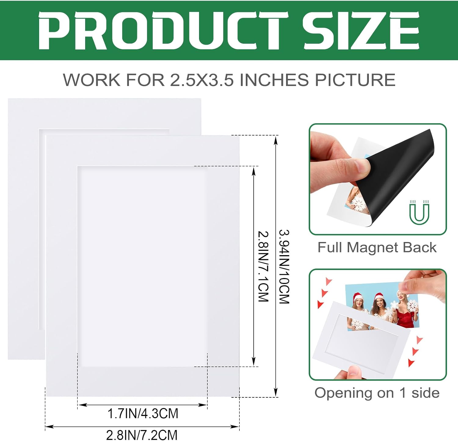Soaoo 60 Pcs Magnetic Picture Frames Wallet Size 2.5 x 3.5 Inches Reusable Magnetic Photo Sleeves Picture Frame Holder for Home Cabinet Office Graduation Xmas Anniversary (White) White 60
