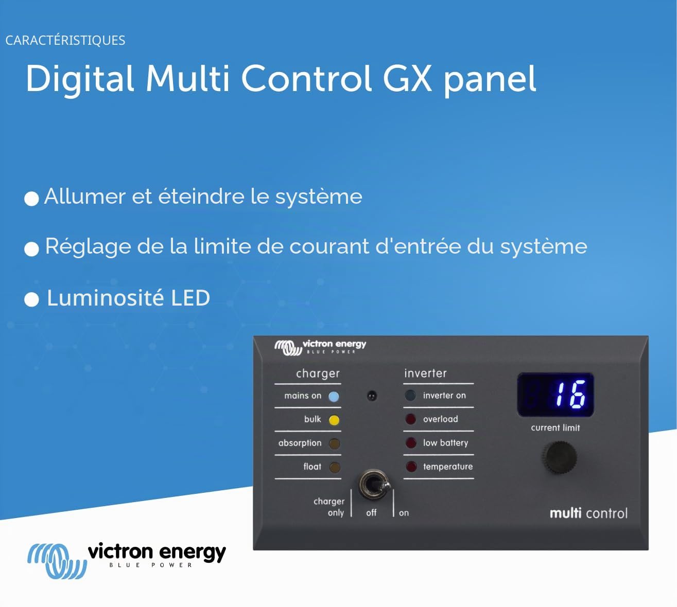 Victron Energy Tableau de commande numérique 200/200 amp GX