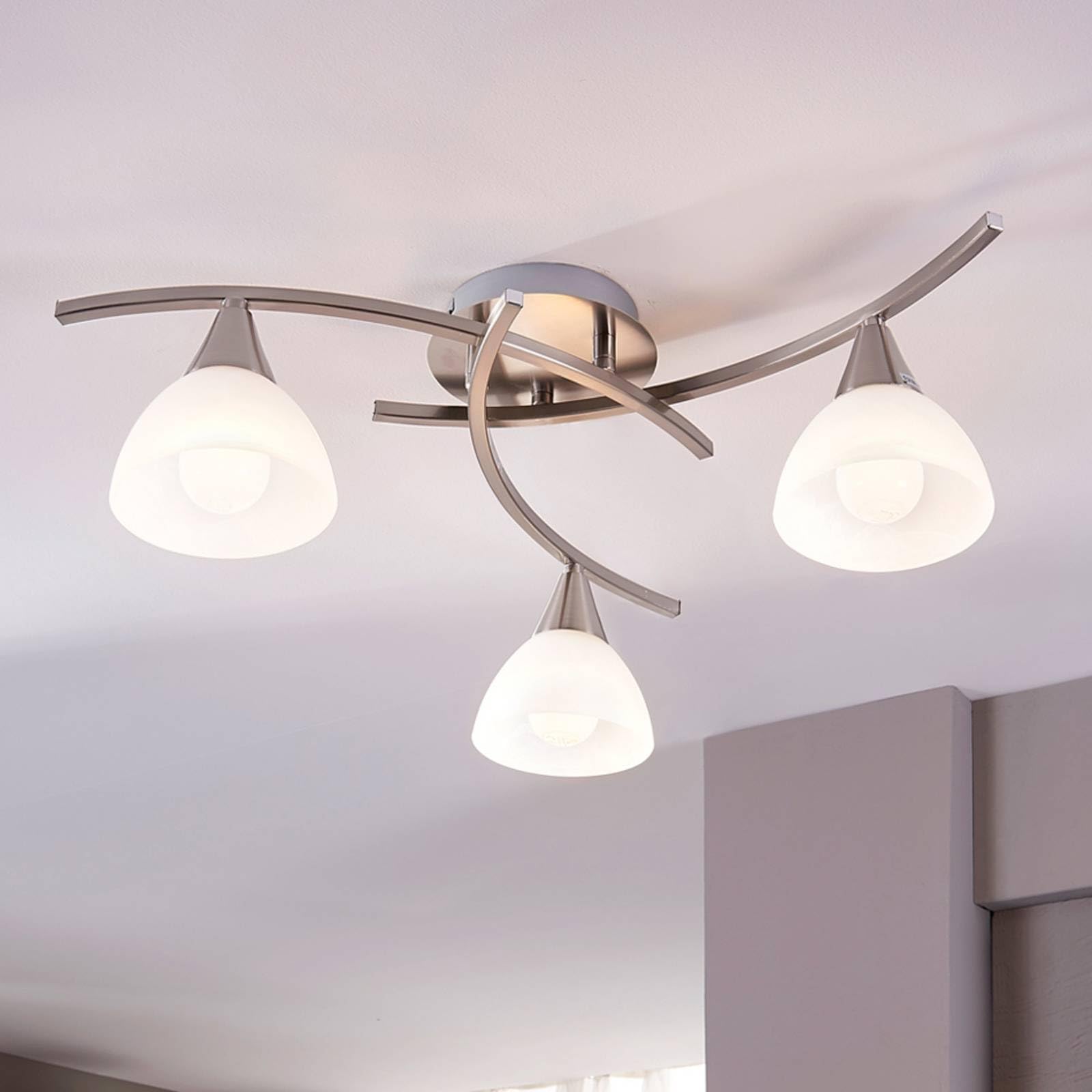 Lindby Lámpara de techo Della (Moderno) en Gris hecho Vidrio e.o. para Salón & Comedor (3 llamas, E14) lámpara