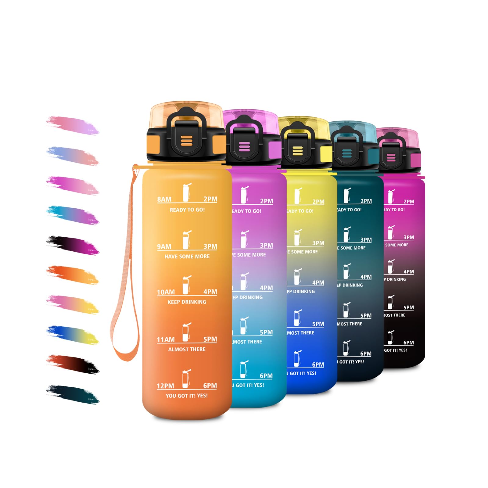 KollyKolla Sports Water Bottle 500ml Motivational with Filter, Leak-proof Sports Water Bottle with Time Indicator for Work, Camping, Running, Travel, School, Yoga