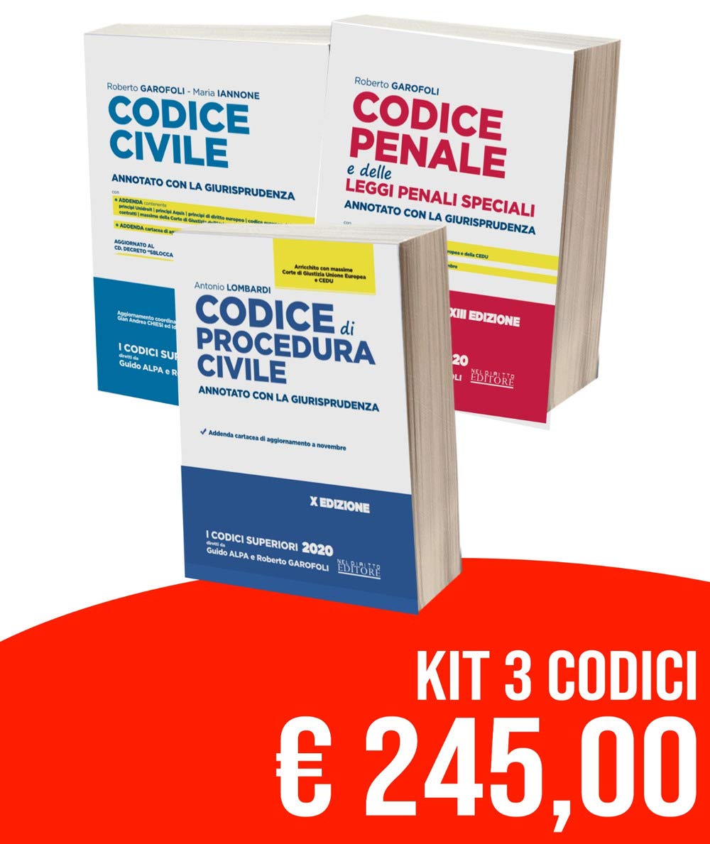 Kit Codici Esame Avvocato 2020: Codice civile-Codice penale e delle leggi penali speciali-Codice di procedura civile. Annotati con la giurisprudenza - per esame abilitazione forense 2020