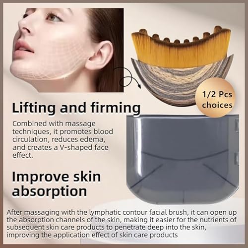 image for ROKATY 1/2 PCS Lymphatic Contour Face Brush for Sculpting – Anti-Puf