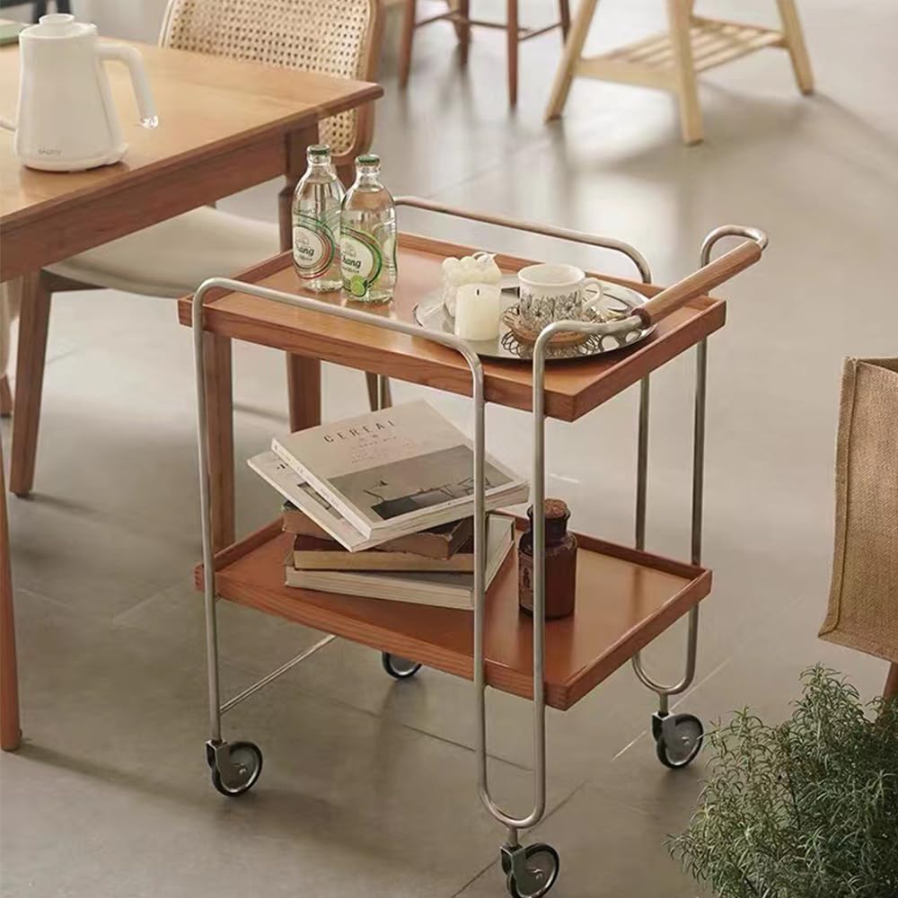 Carrito de bar industrial sobre ruedas para servir vino y licores en el salón