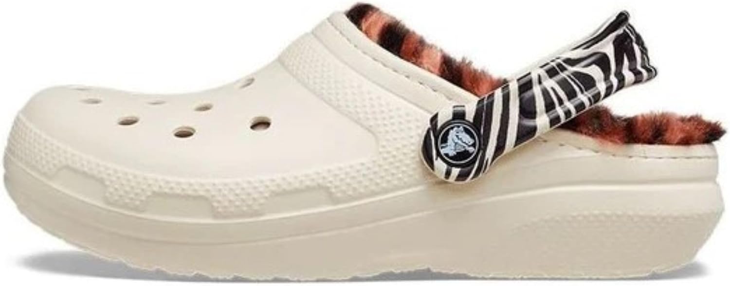 Crocs Womens Men's and Women's Classic Lined Animal Print Clog | Fuzzy Slippers