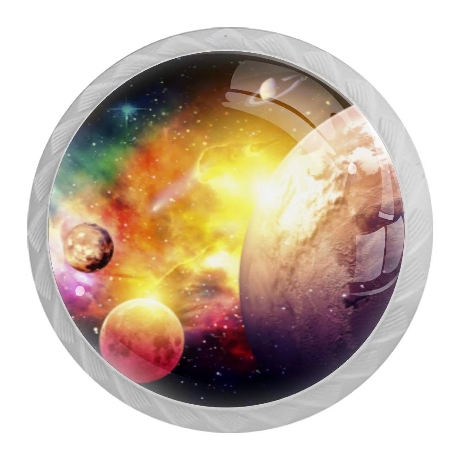 Tqmspg Multi14 4 Pieces Drawer Pulls Planets Galaxy Door Knobs Dresser Handles For Kitchen Wardrobe Cupboard Hardware Furniture