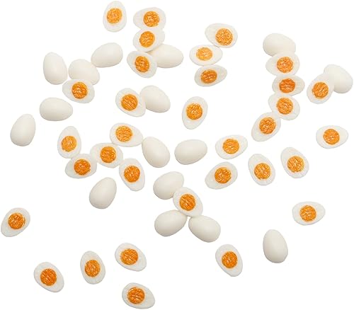 Exasinine 40 piezas de comida en miniatura para casa de muñecas, mini comida medio cocida, mini huevos falsos para casa de muñecas, miniaturas,