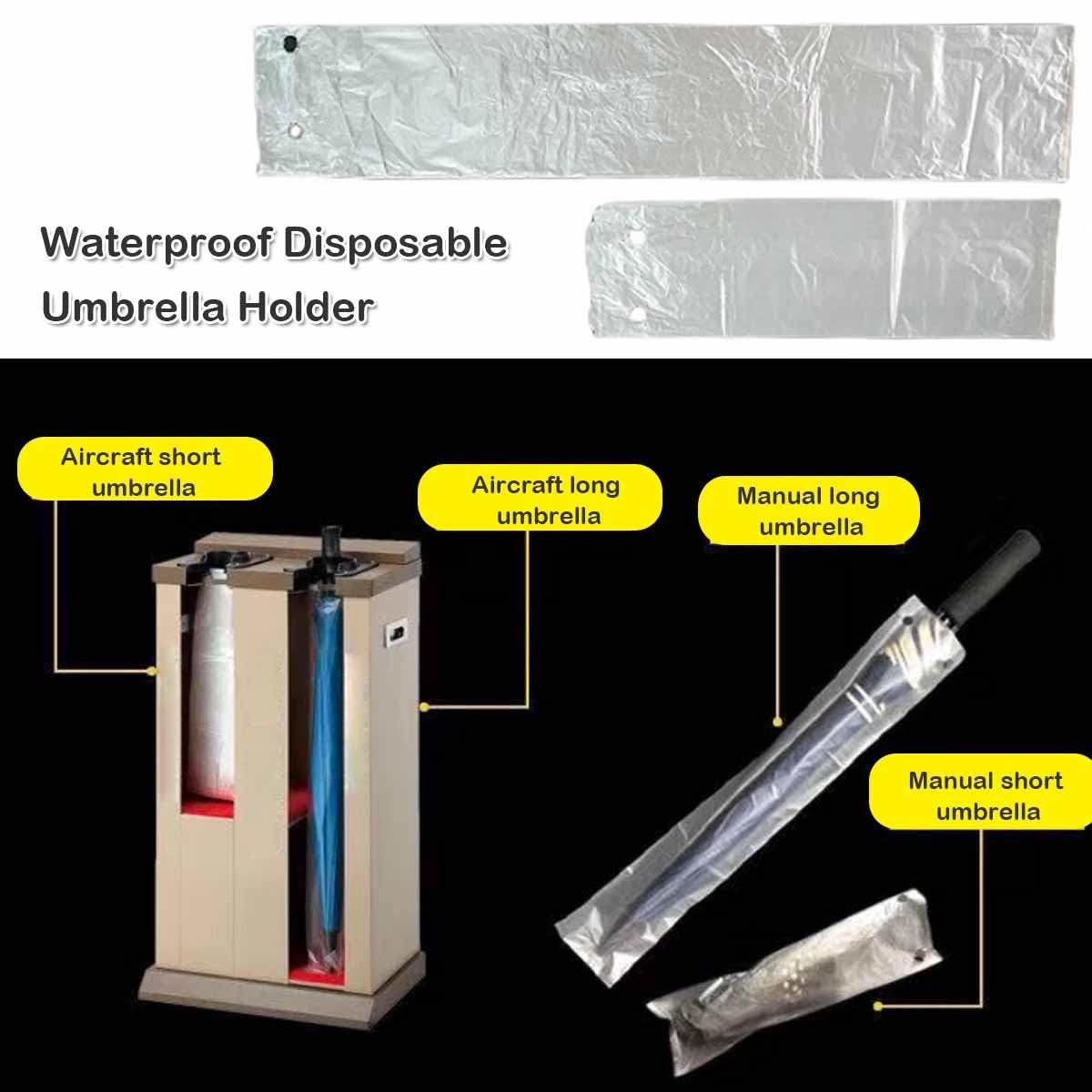Fundas transparentes desechables for paraguas húmedos, bolsas de lluvia for paraguas de ajuste universal resistente, soporte for paraguas desechable impermeable, bolsas de lluvia for paraguas de plást