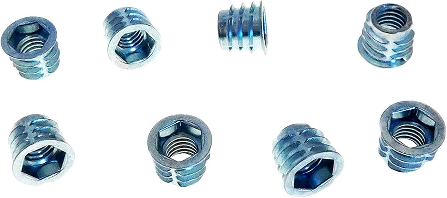 8 Pack Wood Insert Nut 1/4-20 - with Flange - 19/64 Hole - Insert Nuts for Wood - Furniture Insert Nut Hex Socket Drive Threaded Insert Nuts for Wood Furniture
