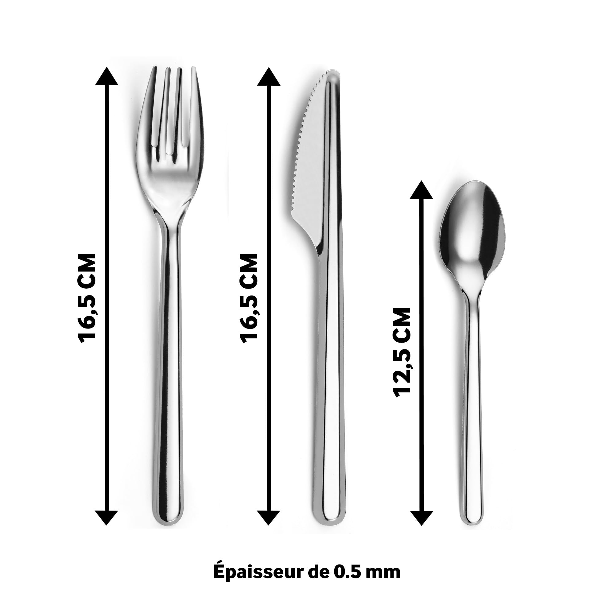 Pack de 120 couverts de table en inox - 40 couteaux - 40 fourchettes - 40 petites cuillères - Passe au lave vaisselle - Inoxydable - Fêtes et anniversaires - Pique-nique - Table’Colors