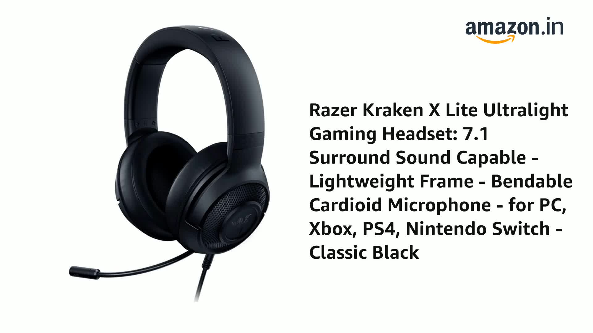 グリーメン Razer Kraken X Lite Ultralight Gaming Headset: 7.1 Surround Sound