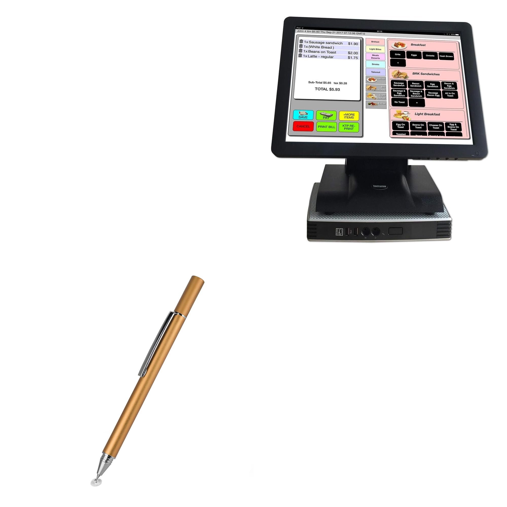BoxWave Stylus Pen Compatible with ezeetab PRO-15 POS Terminal - FineTouch Capacitive Stylus, Super Precise Stylus Pen - Champagne Gold