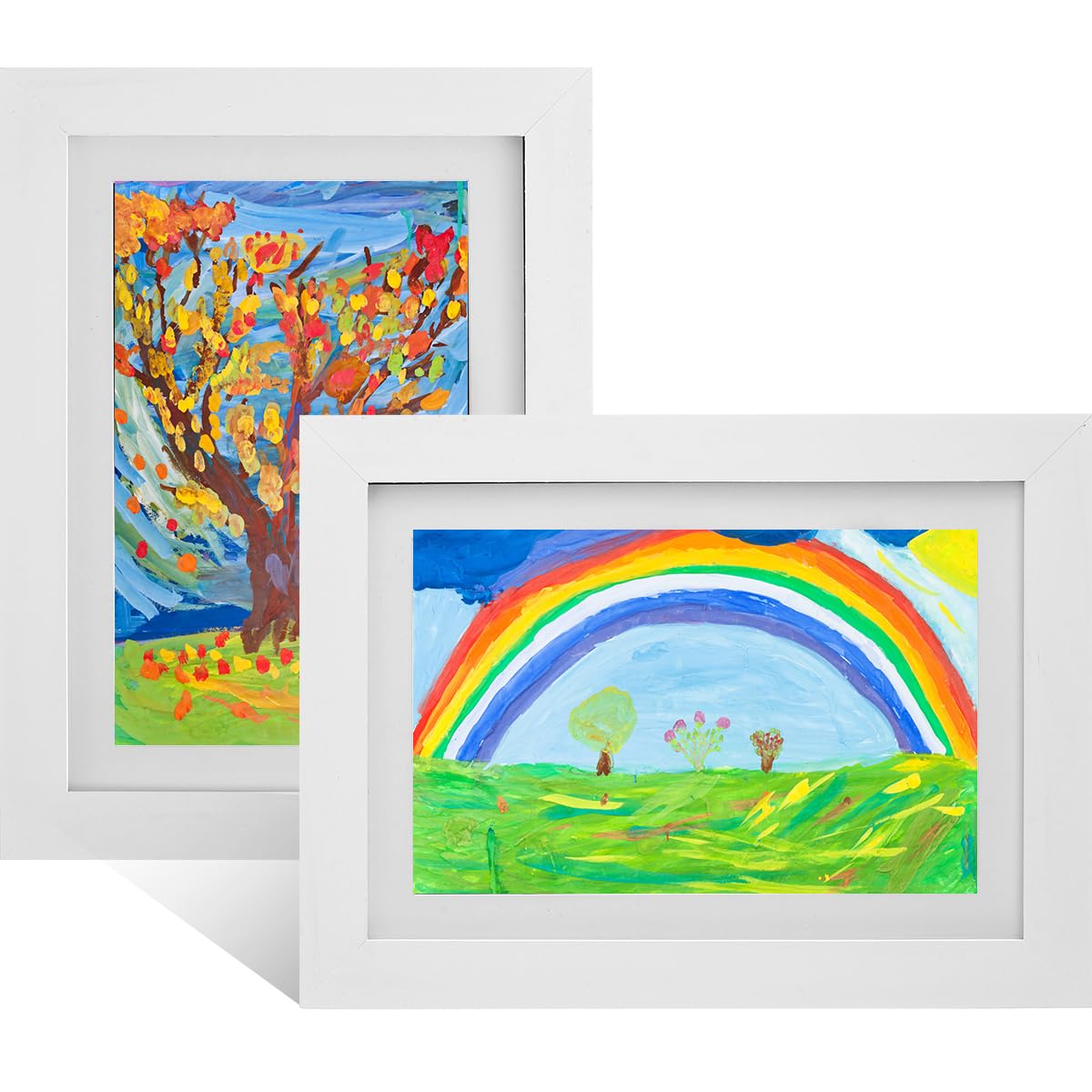 Caffney Kids Art Frames, Kids Art Frames Front Opening A4 Children Art Projects Kids Art Frames Kids Artwork Display Frame Picture Frame Hold up to 150 Artworks Crafts Drawing(Two white combinations)