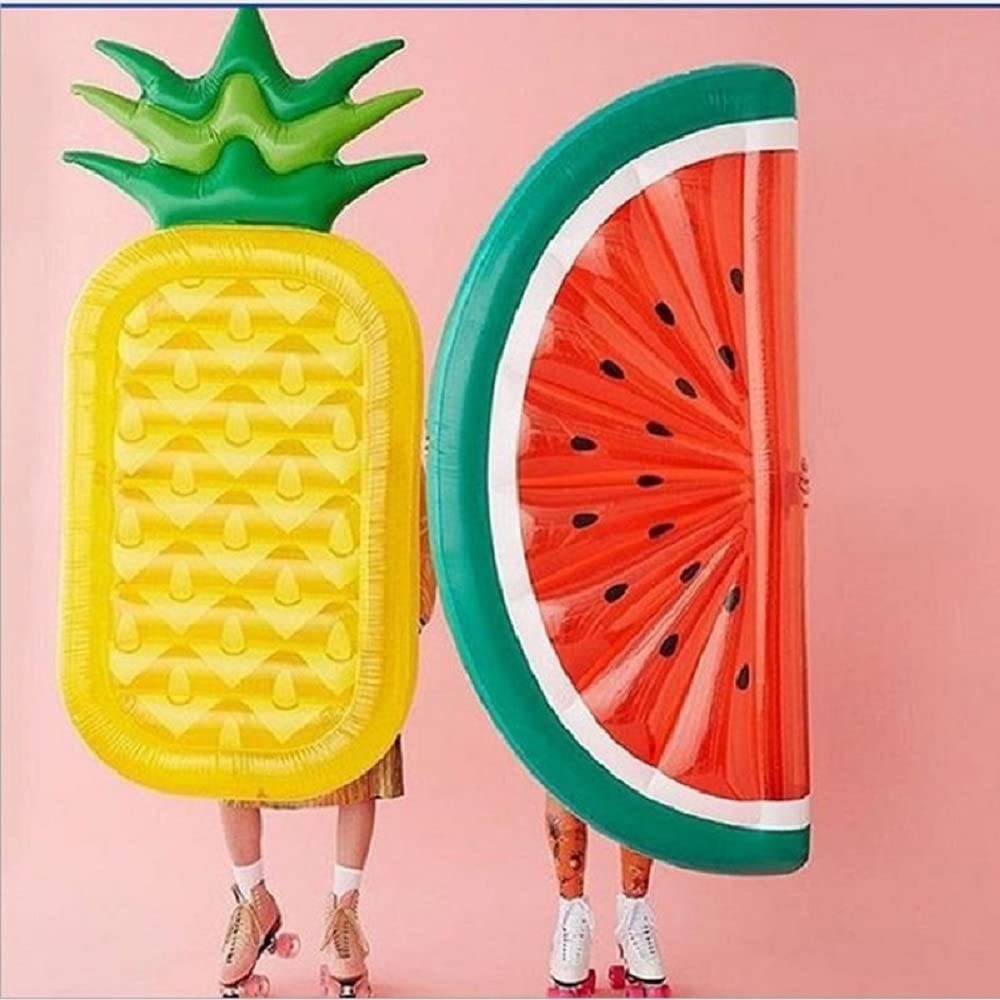 Giant Pool Float Mattress Water Toys Watermelon Pineapple Cactus Inflatable Beach Swimming Ring Lounge Fruit Floatie Air Mattress (Watermelon)