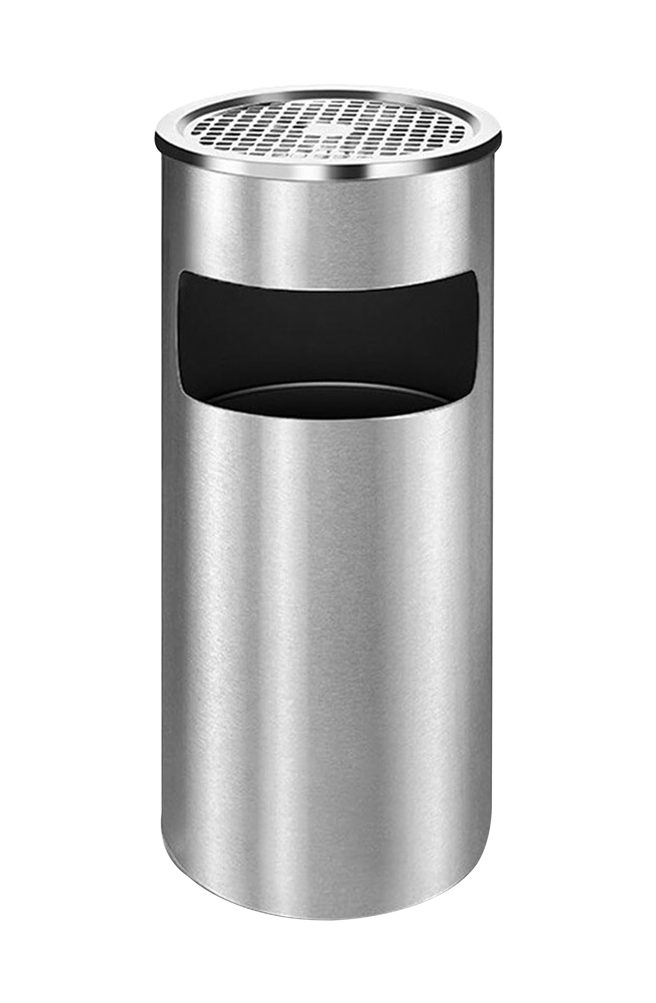 Posacenere 2 in 1 da Terra in Acciaio Inox per Esterno con Gettacarte Rotondo O Rettangolare con Secchio Cestino Professionale Gettacarte Spazzatura Casa Ufficio Bar Ristoranti - Mod1Grigio