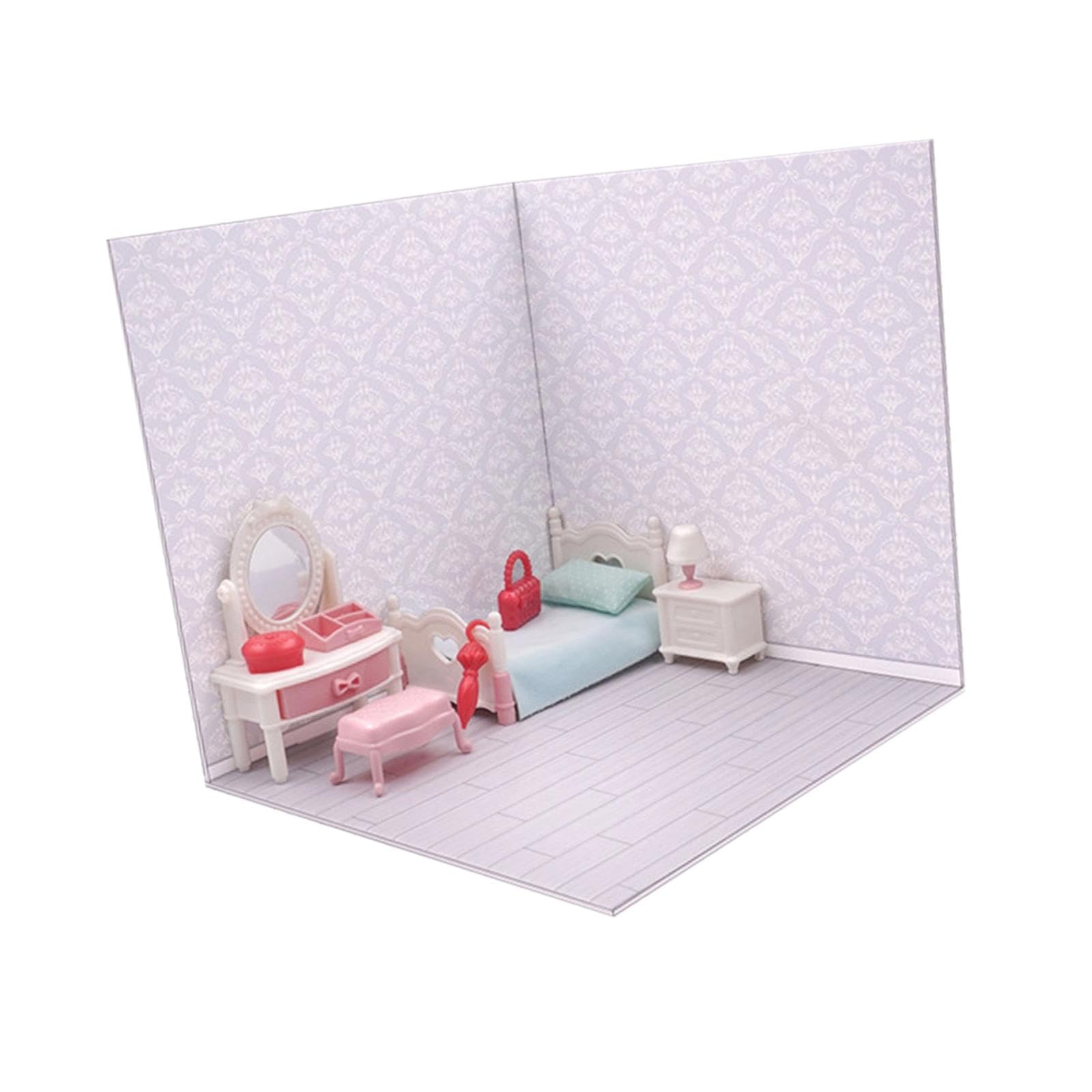 Fondo Escenario Miniatura Figura Acción Panel Organizador PVC Diseño Realista para Muñecas Y Autos Adecuado para Exhibición en Escritorio Colección de, Estilo E