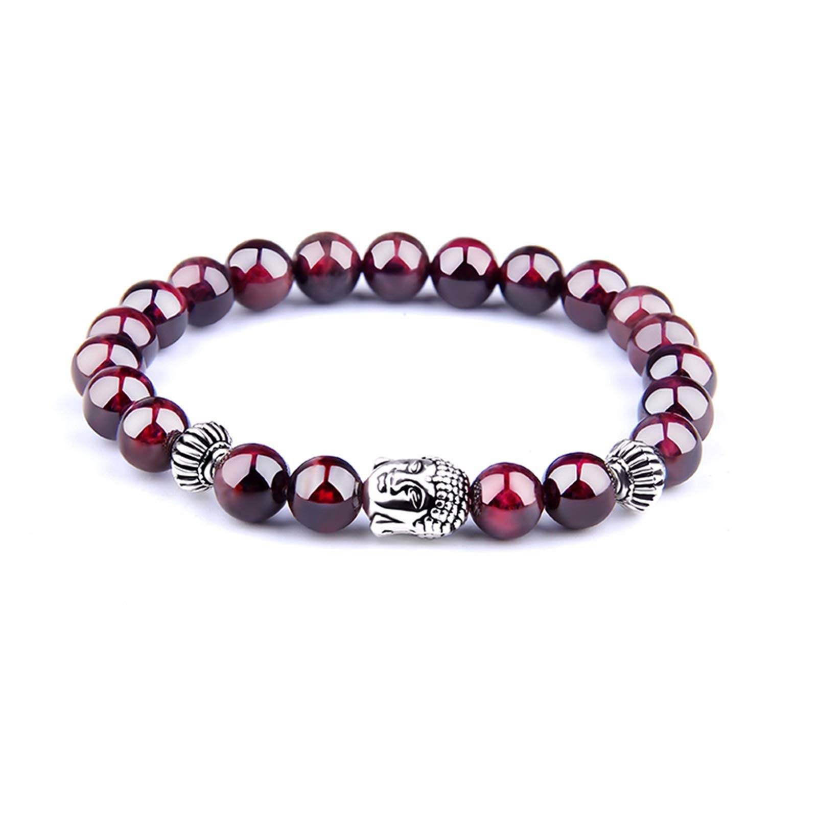 Naturstein-Armband, Herren-Armbänder, natürlicher Granat-Perlen-Armband für Frauen, rotes Stein-Armband, versilbert, Yoga-Balance, Paar-Schmuck, Geschenk, Armband-Schmuck