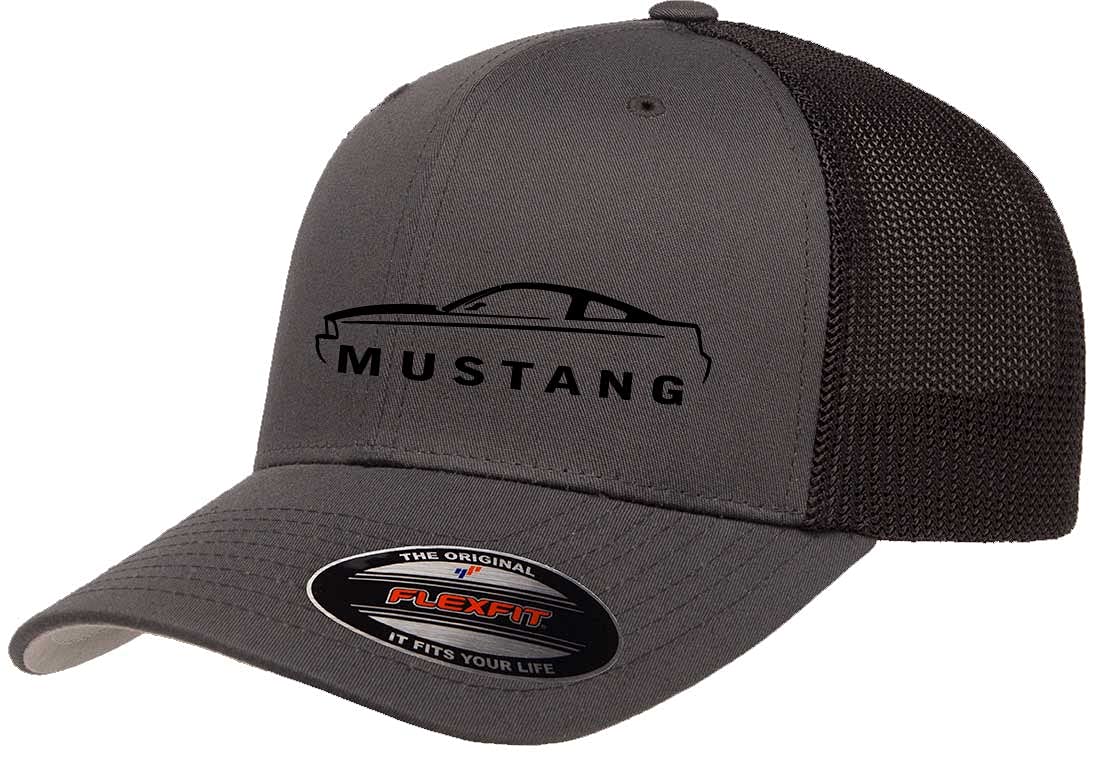 2005-09 Ford Mustang Hardtop Classic Outline Design Flexfit 6511 Trucker Mesh Fitted Cap
