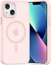 Case for iPhone 13/14, Compatible with MagSafe Wireless Charging, Shockproof, Anti-Yellowing, Anti-Scratch Back PC Magnetic Case Cover for iPhone 13/14, Pale Pink