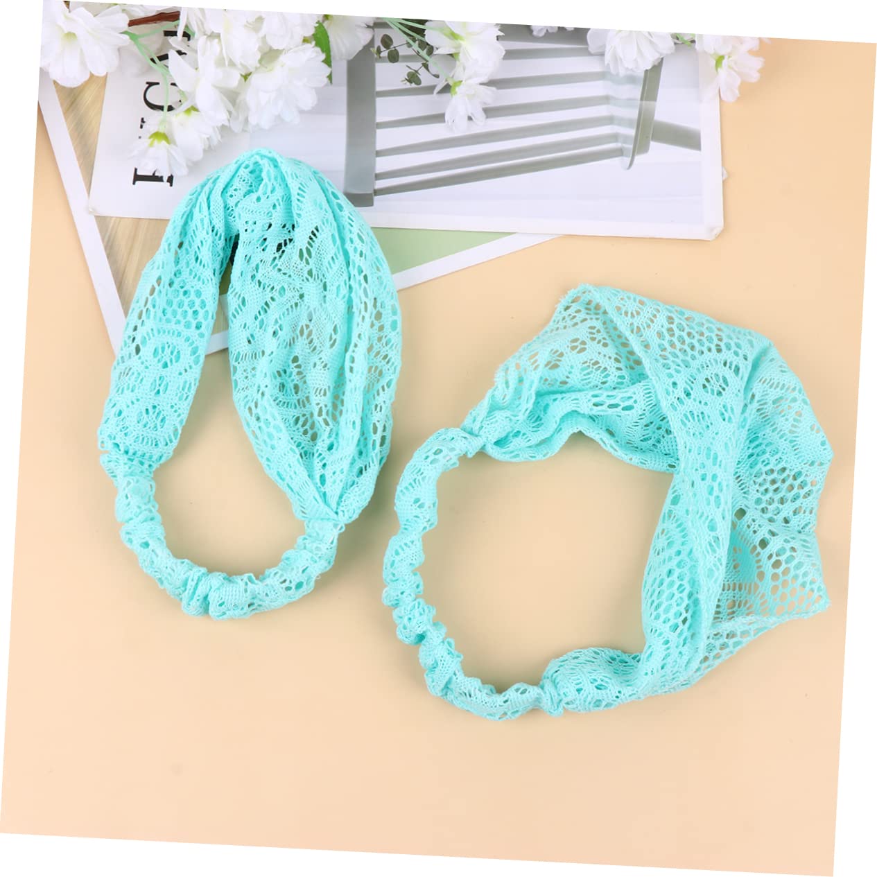 Didiseaon 4piezas Anchas De Encaje Floral Para Mujer De Accesorios De Moda Color Azul y