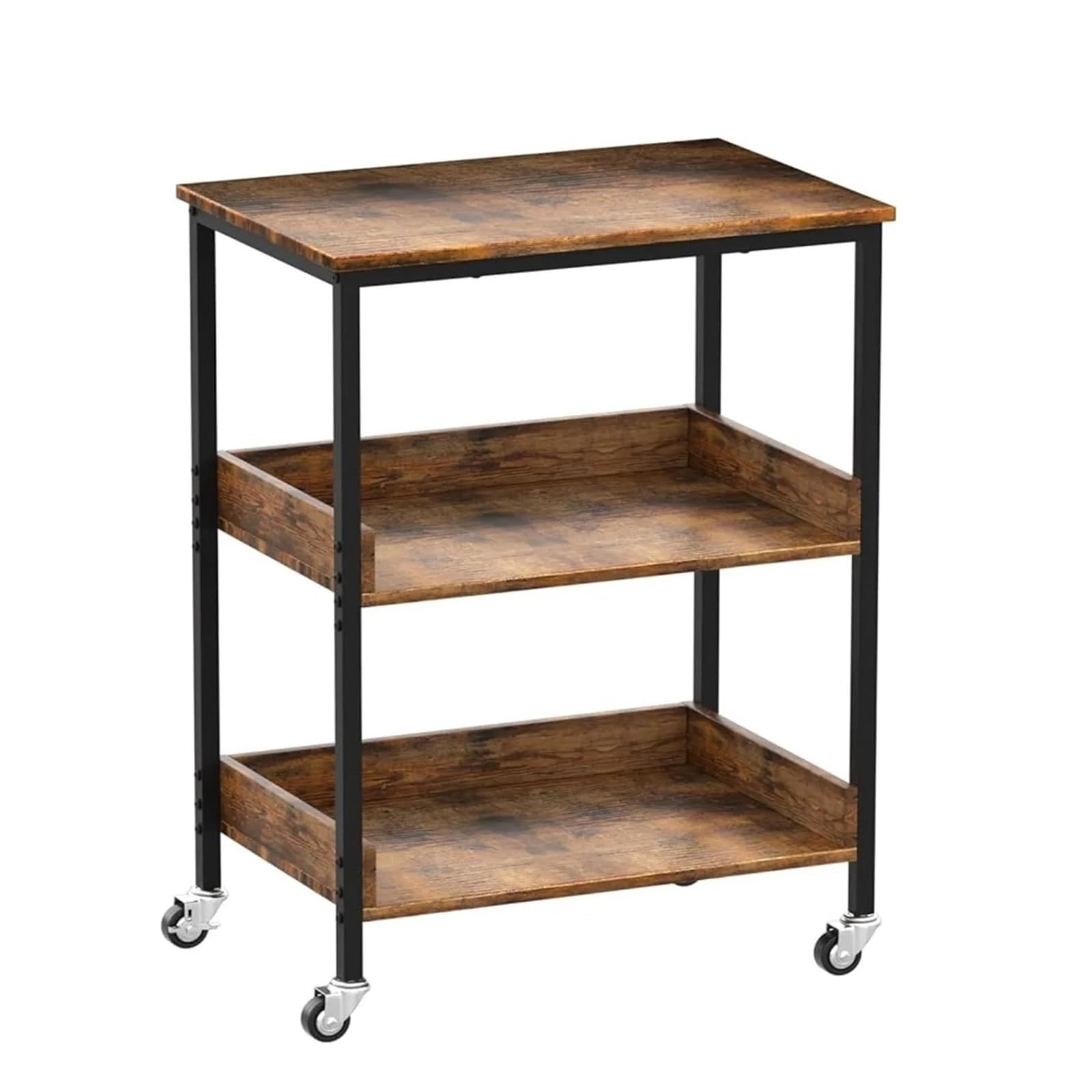 FZL02068LM Serving Trolleys Kitchen Microwave Cart,3 Tier Rolling Utility on Wheels Coffee, Islands with Storage Organization