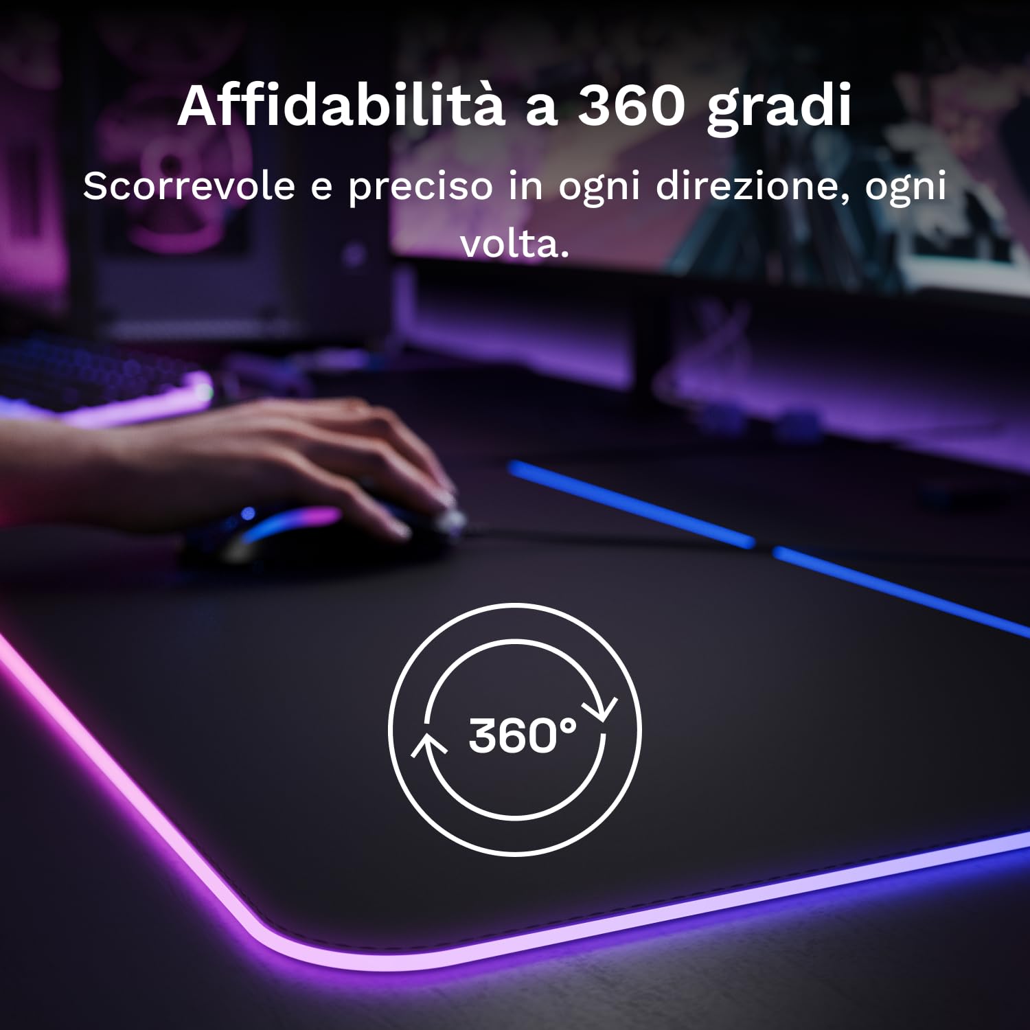 Glorious Gaming Tappetino Mouse GMP 2 GLED XL – 2 zone RGB, bordo InfiniGlow senza cuciture, superficie tessuto premium, base gomma antiscivolo, optima­le per gaming – 465 mm×355 mm×3 mm – Desk mat
