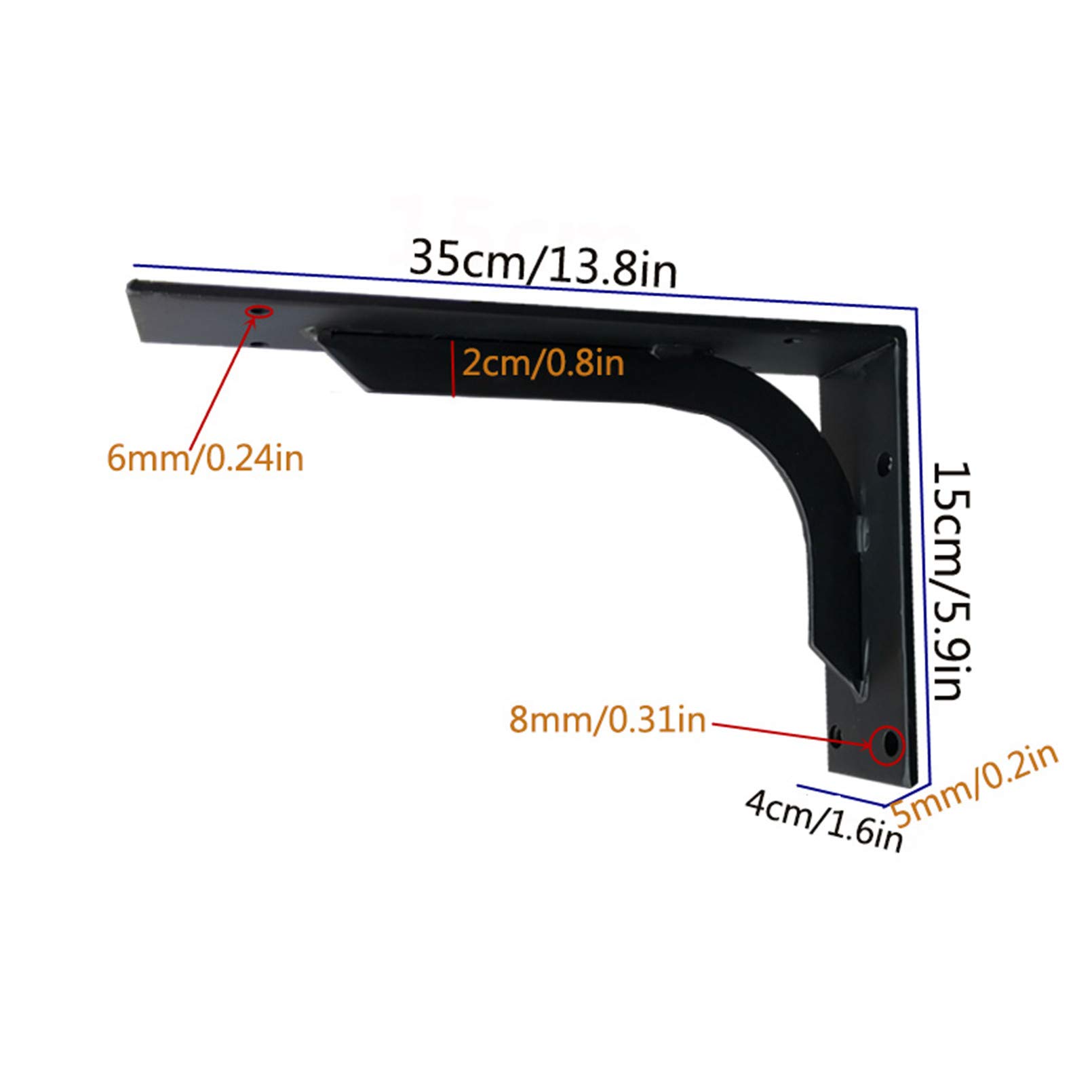 2 Staffa per Mensola Pesante,Ghisa Staffa Supporto Mensola,Supporto Triangolare Decorativo Creativo,Staffe per Mensole Industriale,Scaffali Galleggianti Nascosti,Spessore 5 mm(35cm/13.8in)