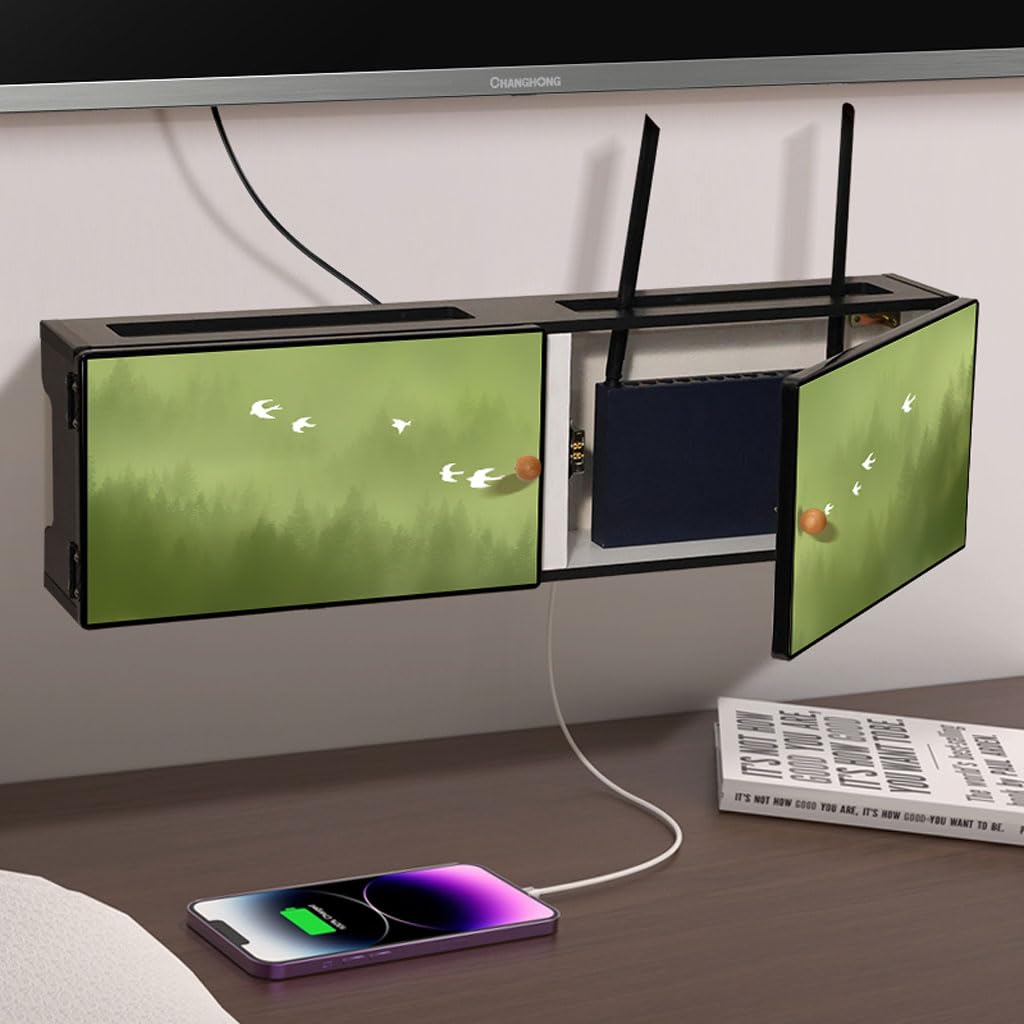 Supporti TV per centri di intrattenimento Scatola nascosta per router WiFi, Mensola sospesa a parete per AV, accessori TV, decoder, decoder via cavo, console di gioco o altri piccoli proiettori