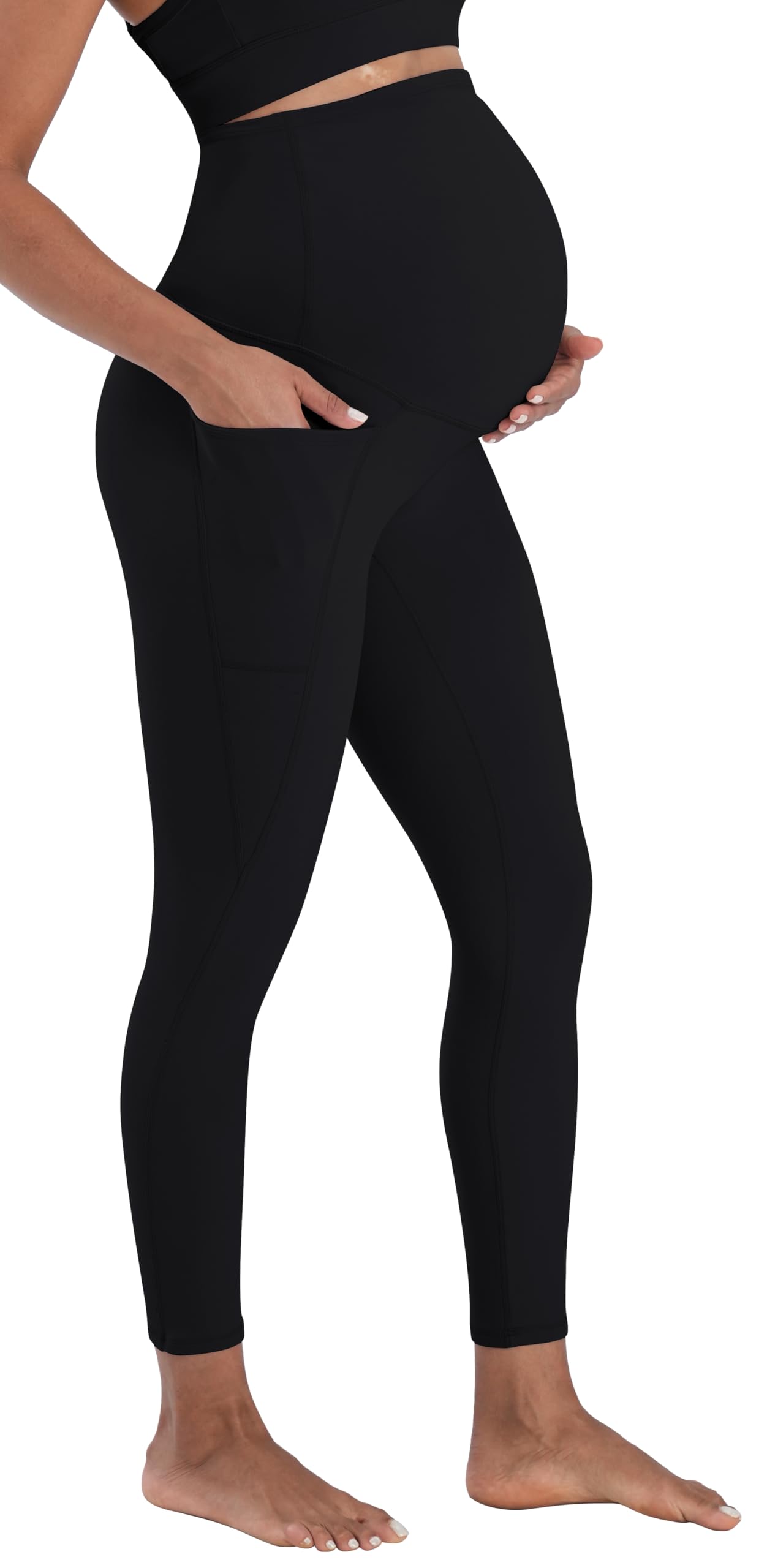 Sunzel Sunzfly - Leggings premaman da donna sopra la pancia, morbidi, pantaloni da yoga per gravidanza per primavera estate allenamento lounge, nero, L