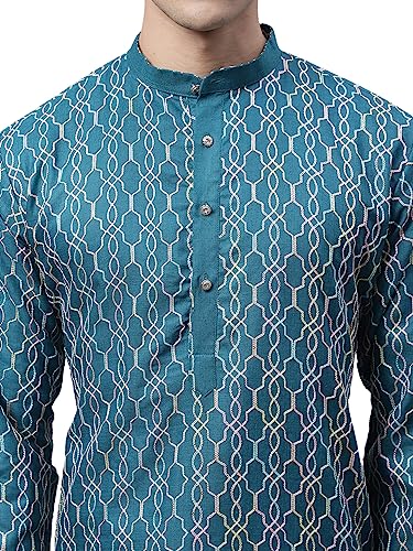 Image of Jompers Men's Cotton Embroidered Straight Kurta Pyjama Set