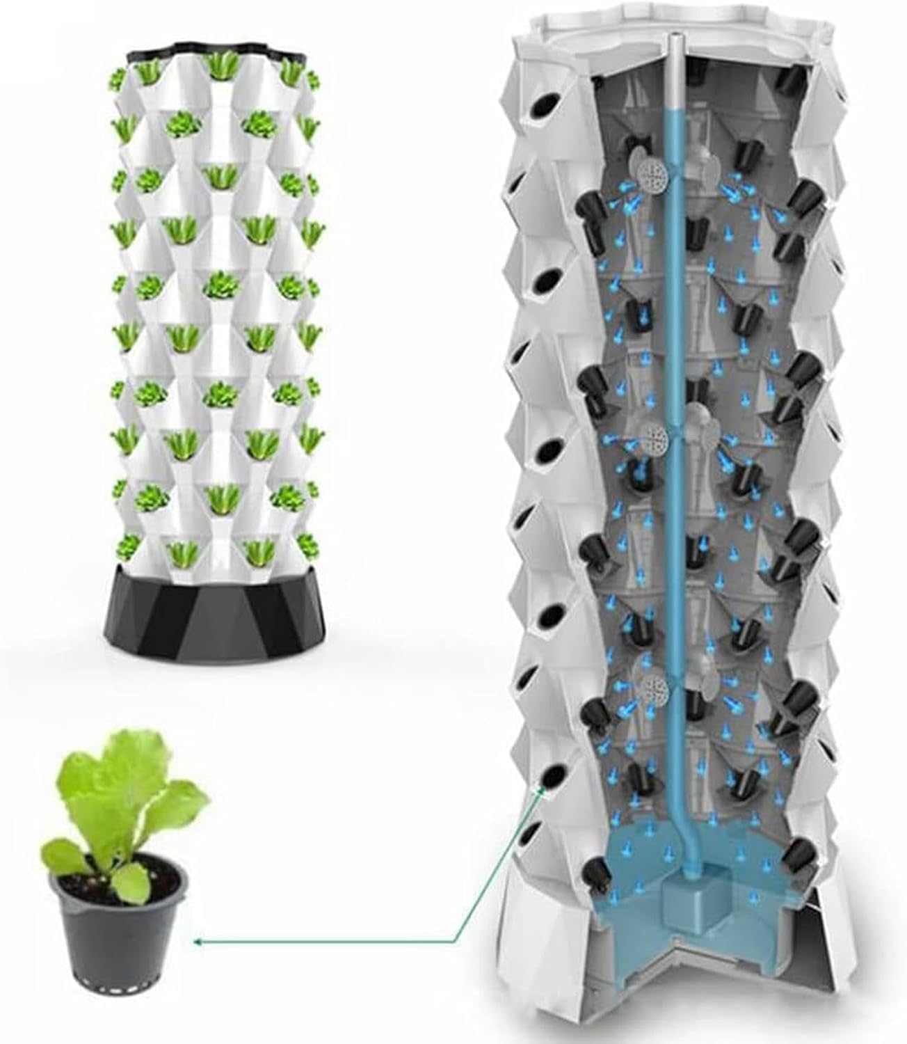 Automatische Bewässerung Hydroponisches Anzuchtset mit 80 Töpfen im Garden Tower, geeignet for den Innenbereich, Obst und Gemüse, Setzlingsbeete und Netzblumentöpfe // 1 Stück