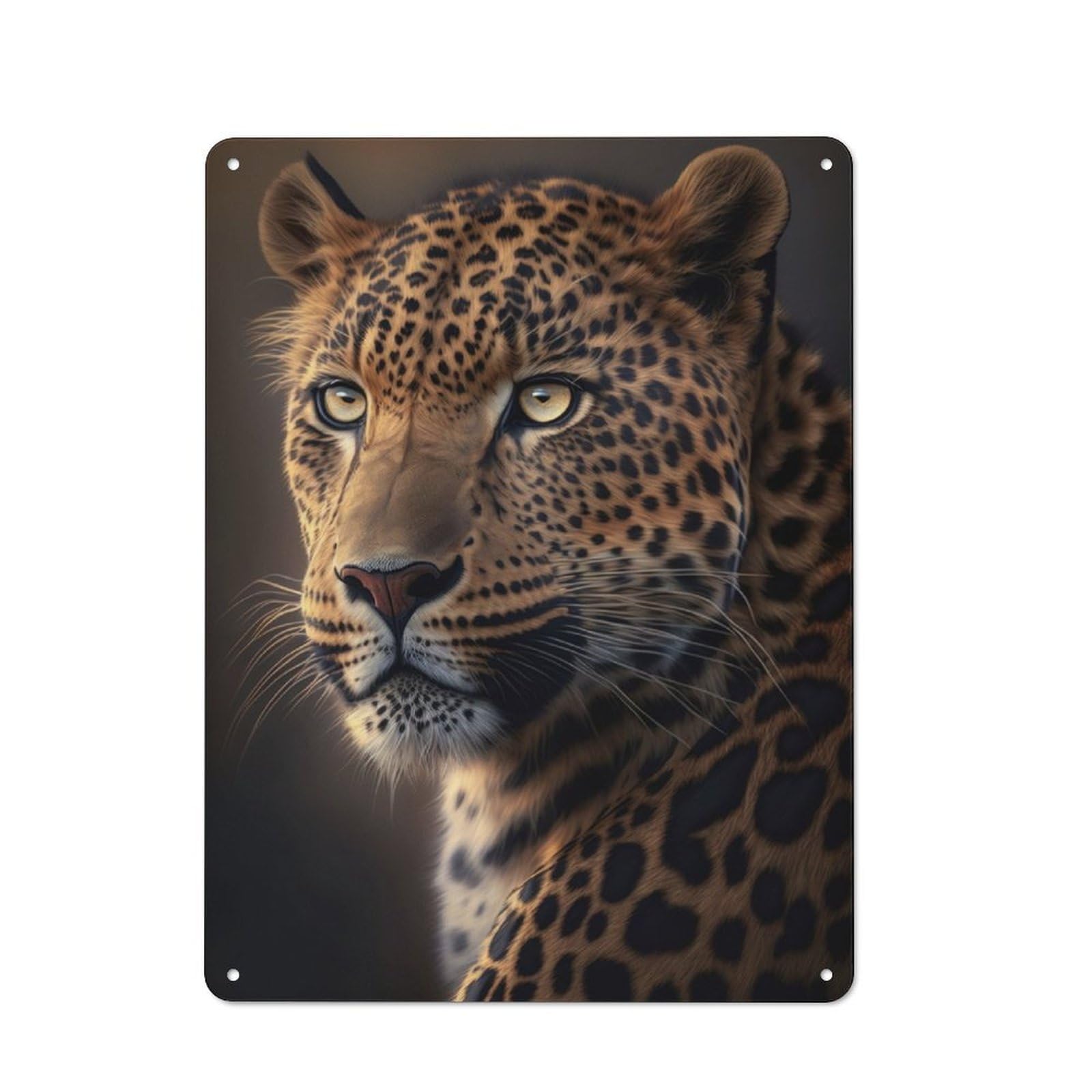 Junmoney Leopard Ai Generative Vintage Metal Sign 40X30cm For Workshop Wall, With Clear Vintage Wall Decor Character