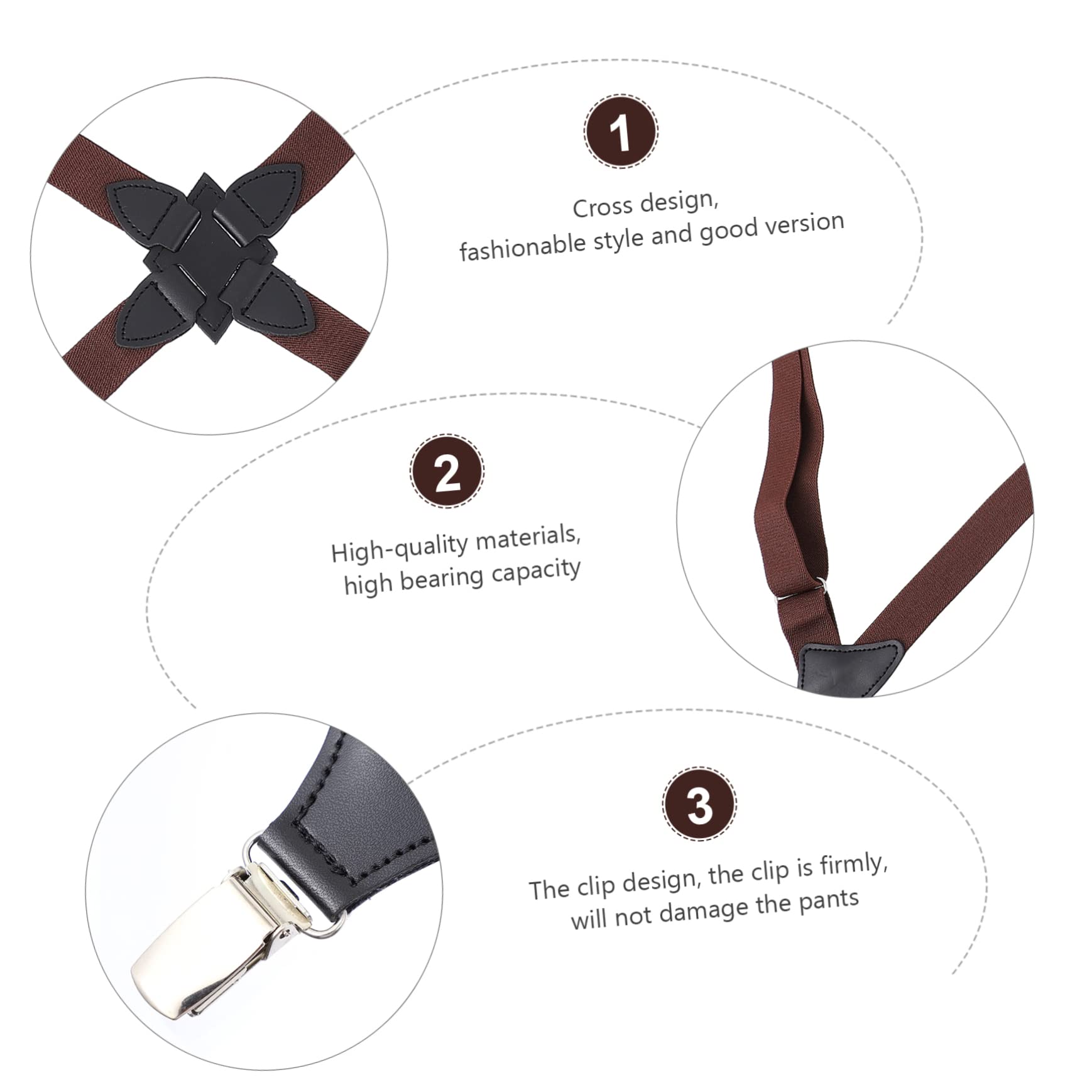 GALPADA 3pièces Bretelles Élastiques Réglables Pour Hommes Et Femmes Clip Pratique Pour Pantalons Accessoire De Mode Et Confortable