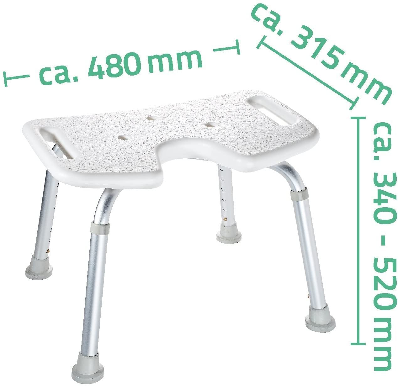 RIDDER Badhocker Duschhocker Duschstuhl Duschhilfe Badestuhl Duschsitz 110 kg weiß oder grau Polyethylen Aluminium