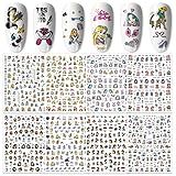 Cartoon Nail Stickers, Cute Nail Art Stickers Decals for Kids Women Self Adhesive Stickers for Nails Acrylic Nails Design 3D Nail Decoration Nail Art Supplies (8 Sheets)