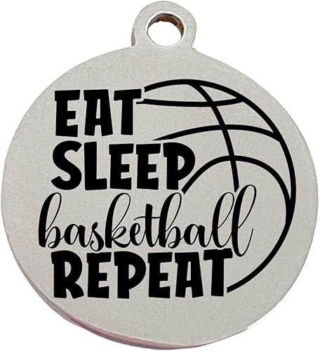 Eat Sleep Basketball Repeat Laser Engraved Charm | Jewelry Making