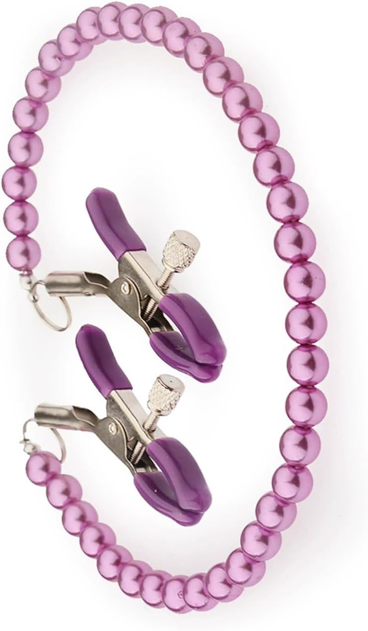 Nipple Clamps with Chain for Women Beading Necklace Nipple Clip for Pressure Adjustable Pleasure Tools for Women Non Piercing Body Jewelry