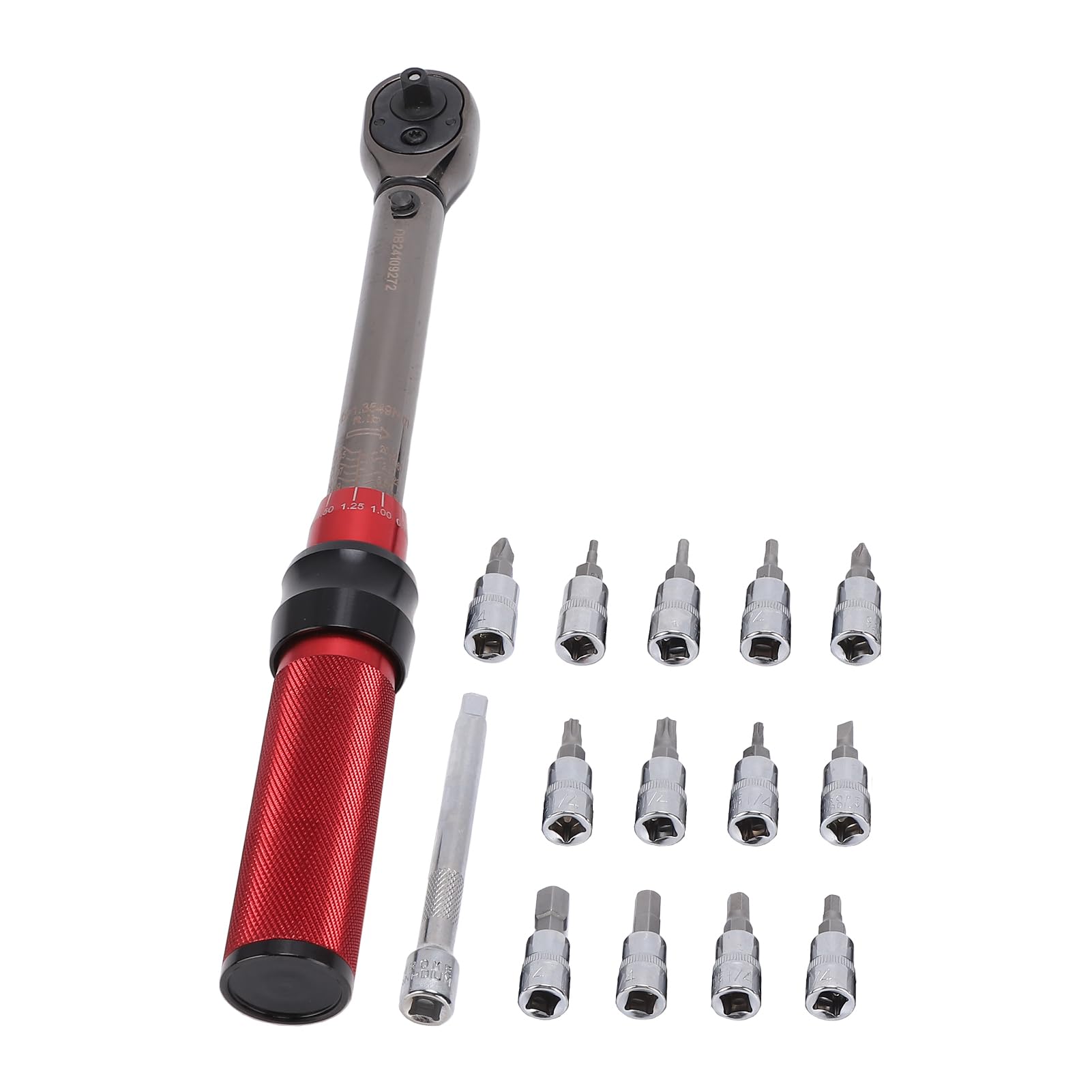Jeffergarden Zestaw Kluczy Dynamometrycznych Click Zestaw 1 Kluczy Dynamometrycznych z Napędem 4 Cali od 2,5 do 30 Nm z dwustronną grzechotką o 72 Zębach CR V Stal i Aluminium do Rowerów E Bike