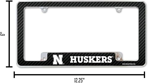 Miniatura 50 de Rico Industries NCAA Carbon Fiber 12" x 6" Chrome All Over Automotive License Plate Frame for Car/Truck/SUV