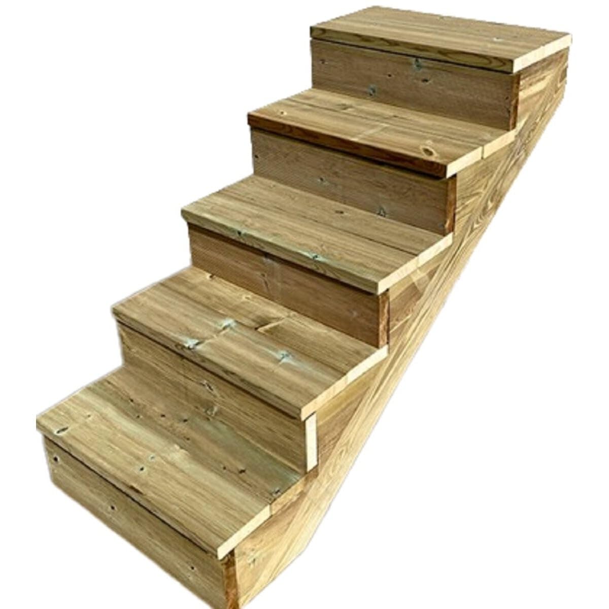 Vinuovo- Escalier extérieur Bois - Berlin - 5 marches H 88 cm - AVEC Contre-​marches, Largeur 80 cm - Vinuovo- Escalier en kit, en Bois Autoclave. pour Jardin. Balcon et Terrasse