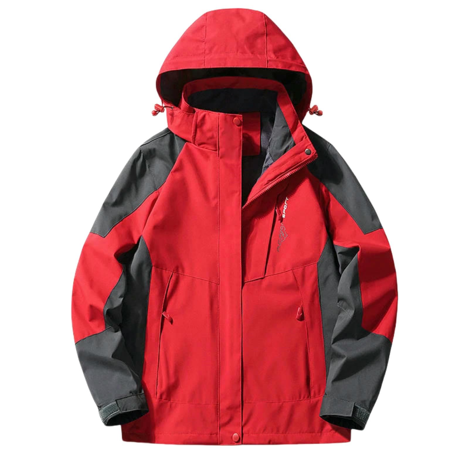 Płaszcz męski Moda Piesze wycieczki Kurtki Damskie Camping Wodoodporny Cienki Outdoor Unisex Płaszcz Wiatrówka-Kobiety Czerwony-4XL (Azja)